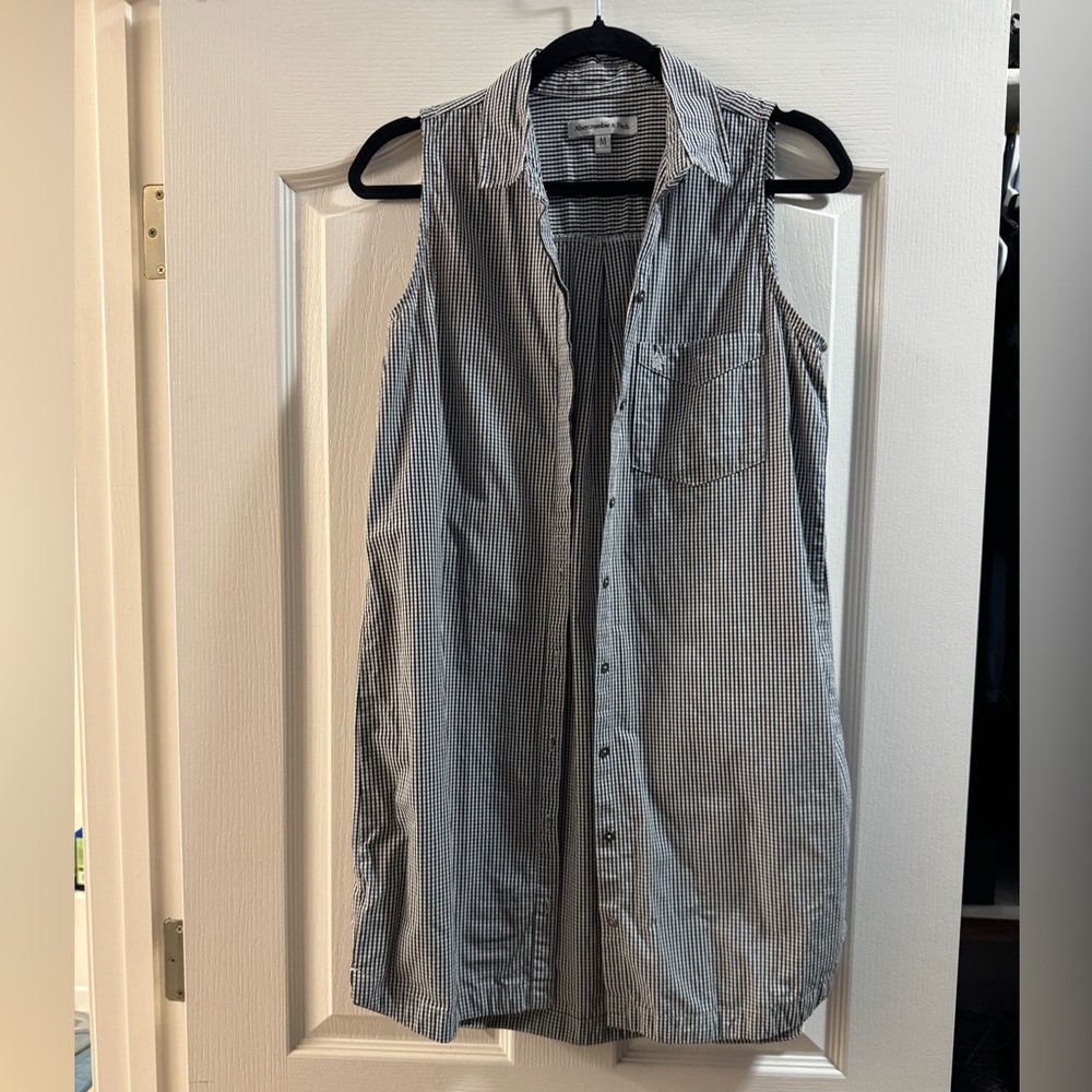 Abercrombie and Fitch - Sleeveless Blue and White Checkered Shirt